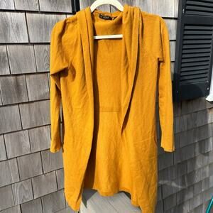 CYRUS, Hooded Sweater Cardigan, Mustard Yellow, Small